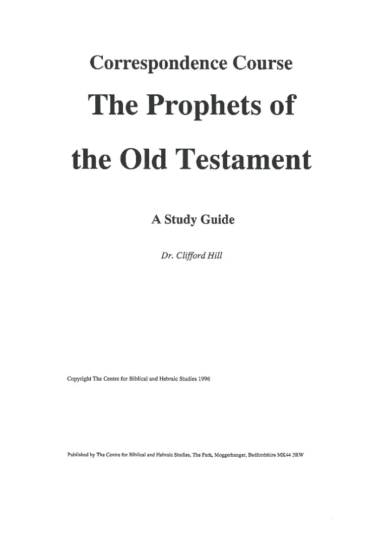 Cover image for The Prophets of the Old Testament (Introduction)